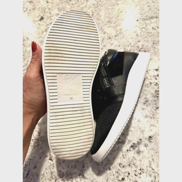 Giuseppe Zanotti Megatron Nero Black leather mesh zippered Sneakers Size 36 - Picture 8 of 13